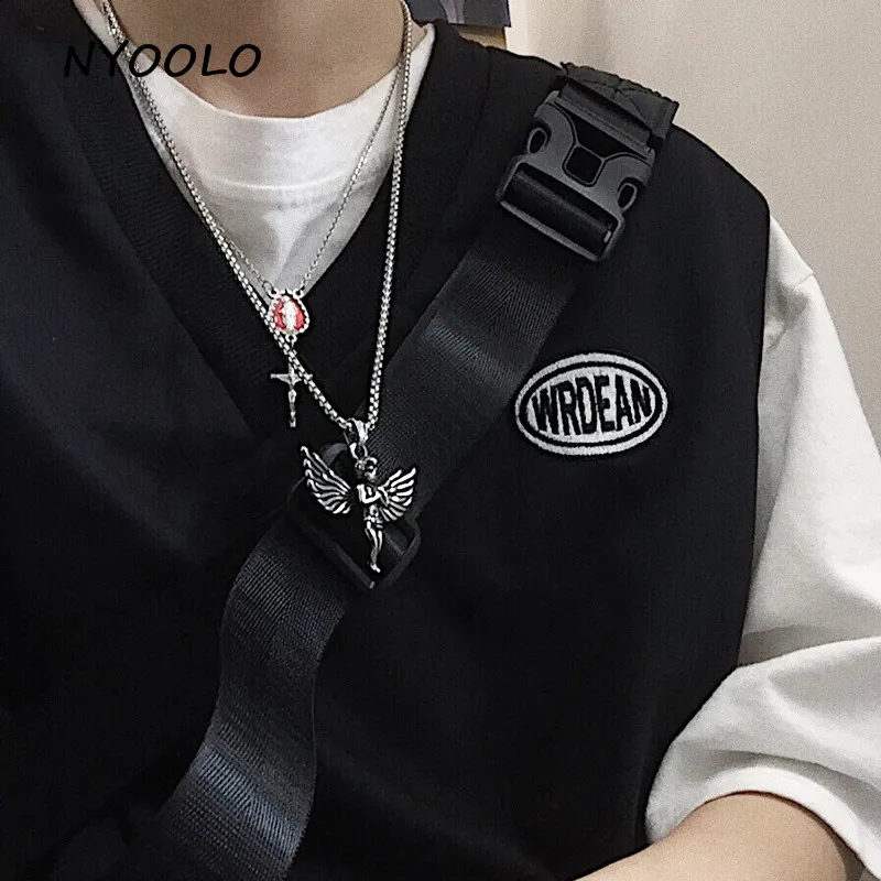 NYOOLO модные серебряные счастливые Крылья ангела кулон богини ожерелья для мужчин женщин подарок хип хоп ювелирные изделия красивые подвески