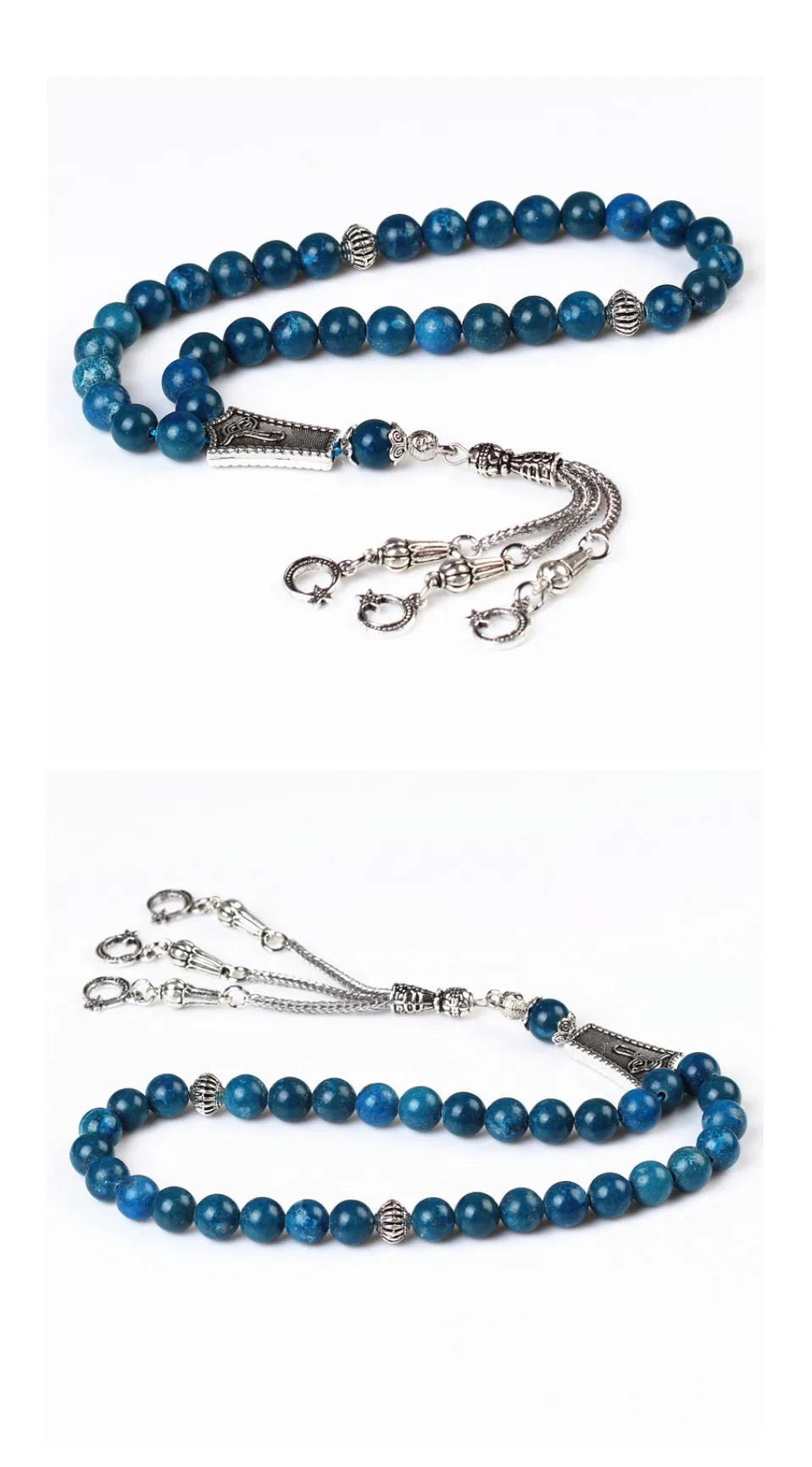 LOSHEREN синий камни Tasbih 33 бусины роскошный Четки для мужчин мусульманских Misbaha Ислам Четки Браслеты камень Tespih