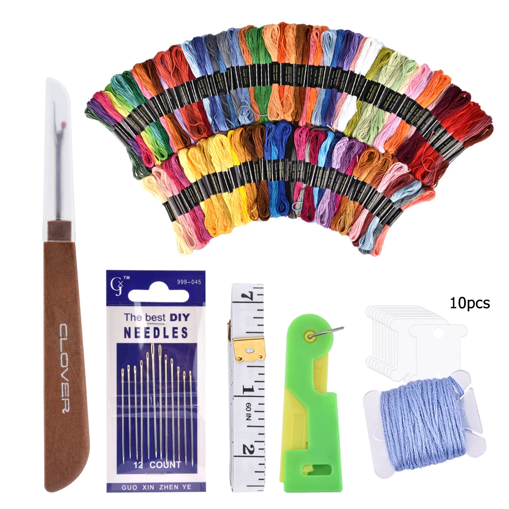 

Embroidery DMC Thread 100 Colors Polyester Embroidery Floss Kit Cotton Cross Needle Craft Sewing Floss kit DIY Sewing Tools