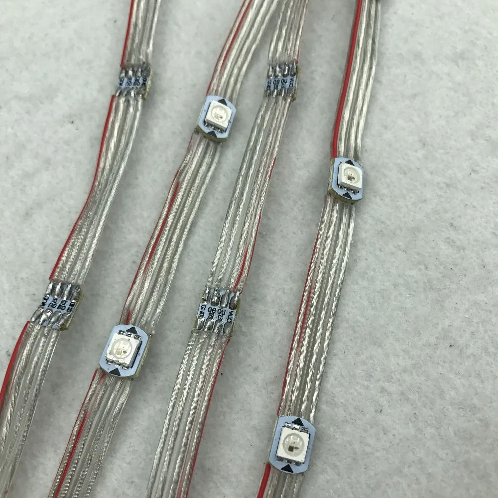 100 шт./строка WS2815-RGB полный цвет адресуемых Светодиодная точечная лампа с радиатором; DC12V вход; 5 см расстояние между проводами; со всеми четкими провода