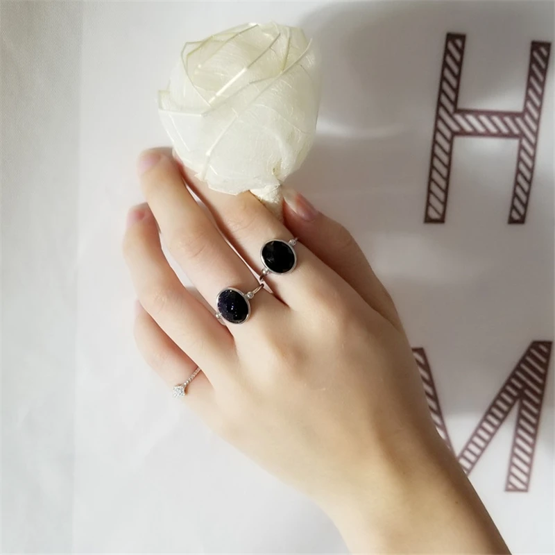 Подлинное серебро 925 пробы металлический браслет черный оникс агат натуральный