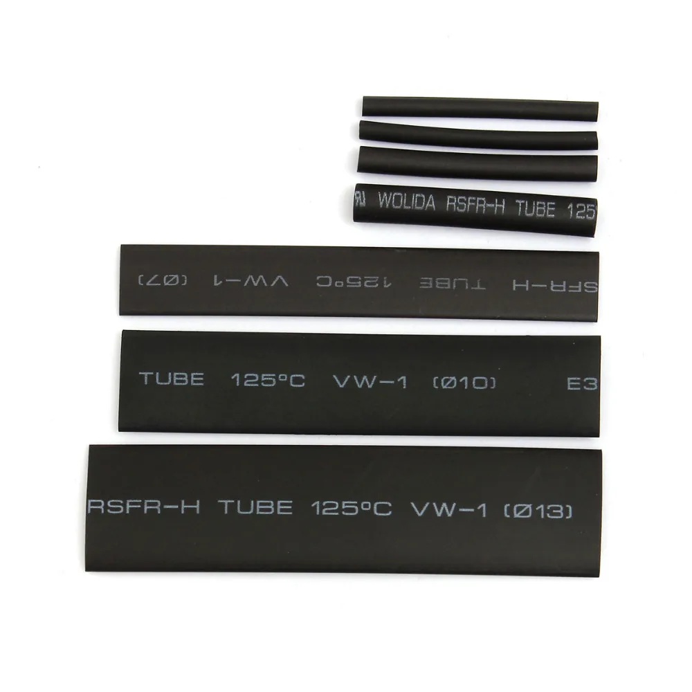 127pcs/lot 7.28m Black 2:1 Assortment Heat Shrink Tubing Tube Car Cable Sleeves Sleeving Wrap Wire Kit Useful Electric Tubings |