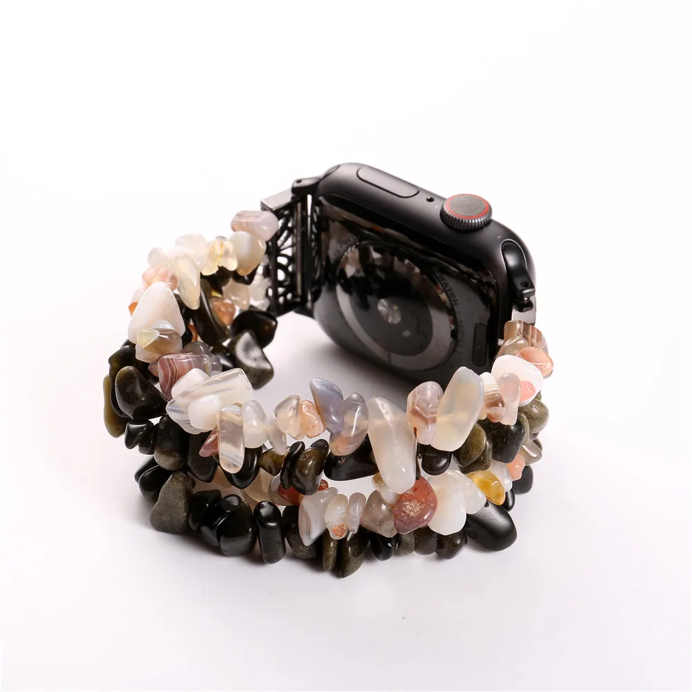 Ручной работы натуральный камень из бисера ремешок для наручных часов Apple Watch SE