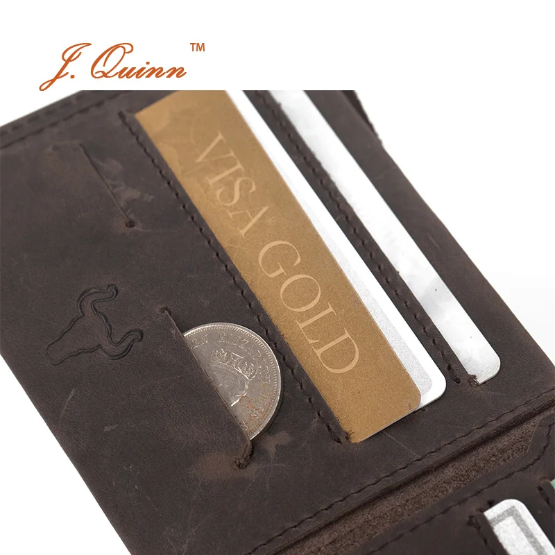Мужской винтажный бумажник J.Quinn из коровьей кожи классический держатель для карт