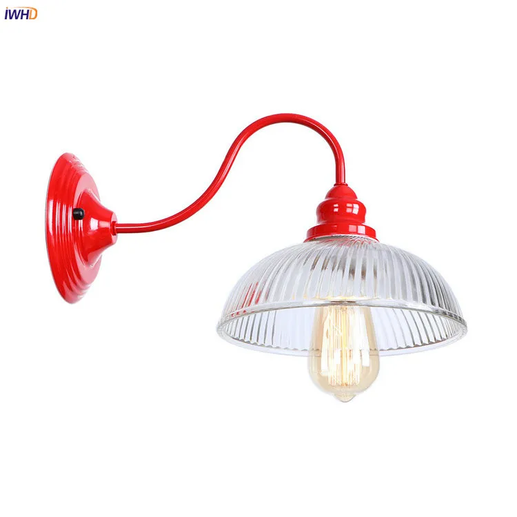 Винтажный светодиодный настенный светильник IWHD в стиле ретро красное