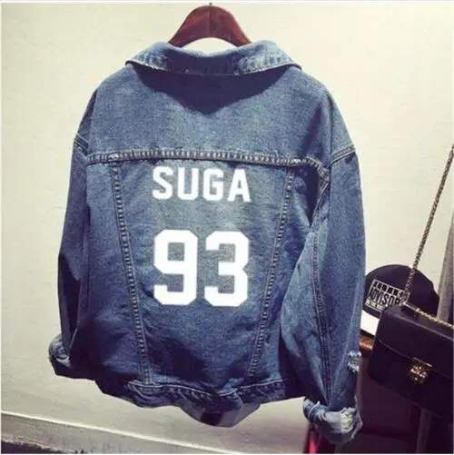 Kpop EXO GOT7 jin suga одежда рубашка джинсовая рваная куртка пальто Женская бейсбольная Толстовка форменная верхняя одежда топы толстовки