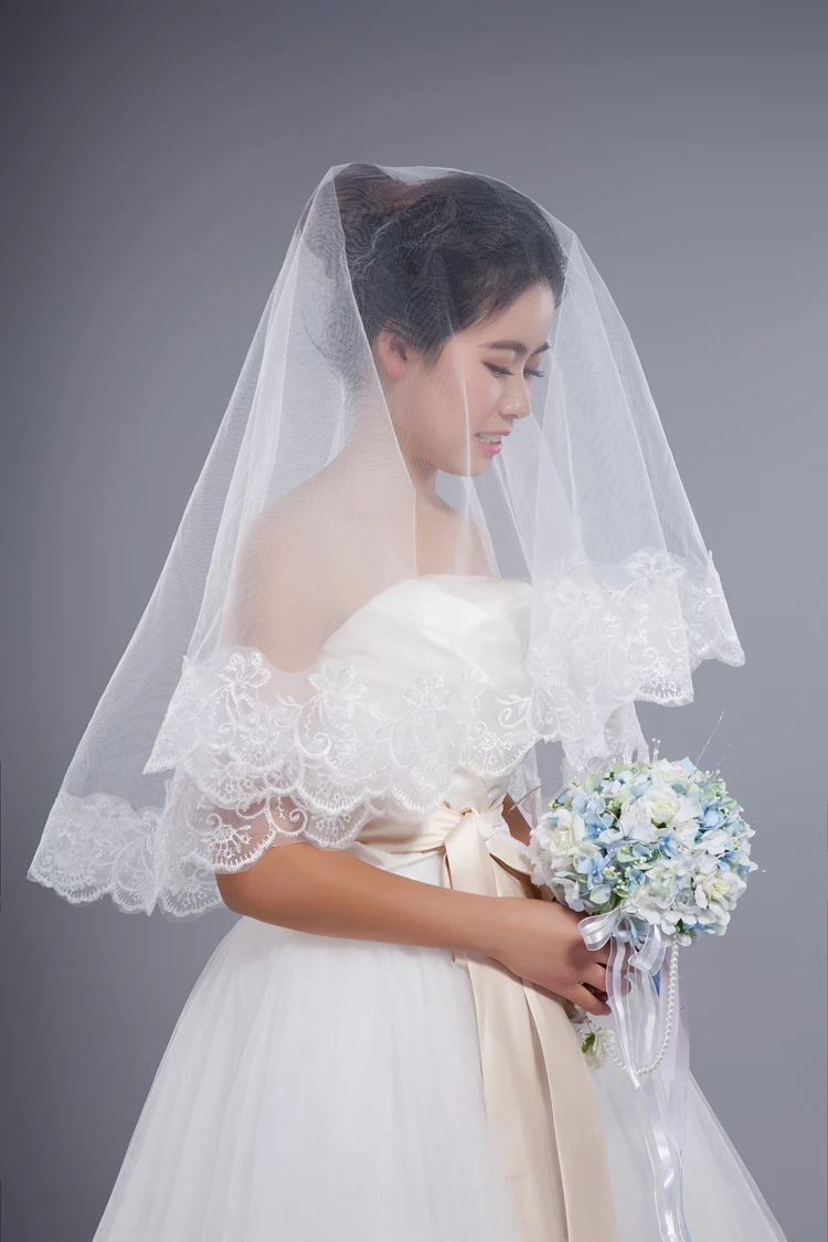 Shippign 1.5 м короткие фата невесты свадебное платье мягкий кружева завесу свадебные