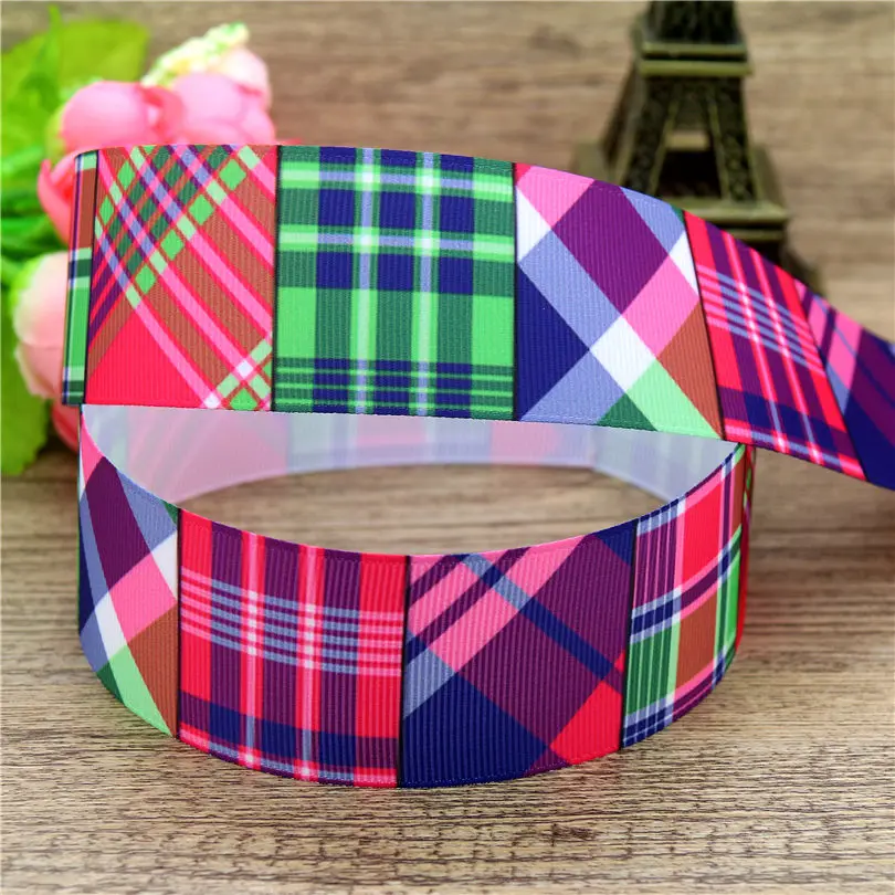 DUWES 1,5 '' клетчатая Геометрическая напечатанная лента корсаж аксессуар hairbow головной убор DIY Украшение 38 мм D762