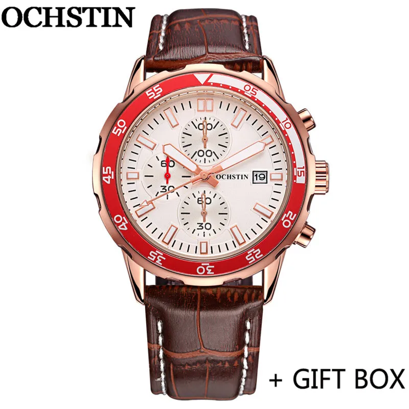 GQ044L05 with box OCHSTIN мужские наручные часы Топ люксовый бренд Хронограф Календарь спортивные мужские часы Военная сетка нержавеющая сталь мужские кварцевые часы 044 - Цвет: GQ044L05 with box