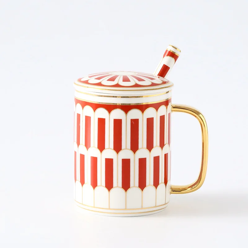 1pcs Европейские Керамические кофейные чашки и кружки, золотые геометрические узоры, живопись, фарфоровая кружка для воды, пара кафе, подарок для любви, посуда для напитков, инструменты - Цвет: 1pcs