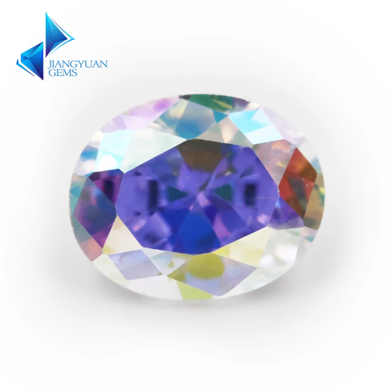 

Size 3x5~10x12mm Plating AB Color Multicolor Cubic Zirconia Stone Oval Cut Loose CZ Synthetic Gems