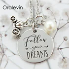 Вдохновляющие Подвески с гравировкой Следуйте за своими мечтами, ожерелье, ювелирные изделия 10 шт.лот, # LN302