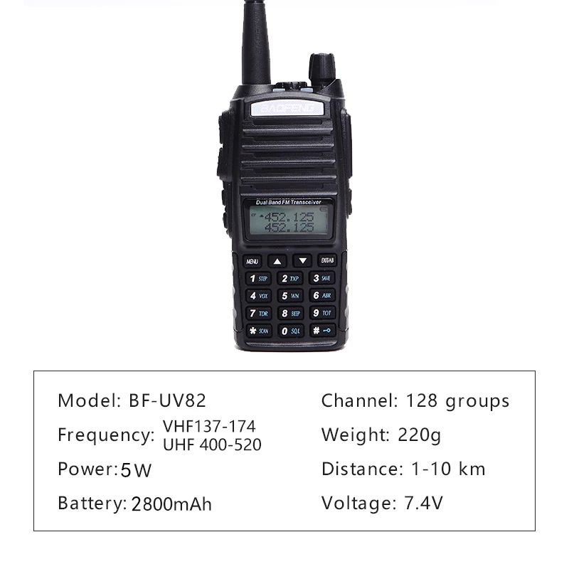 Baofeng UV-82 портативной рации 5 W двойной PTT УВЧ и УКВ радиолюбителей 2 способ радио для