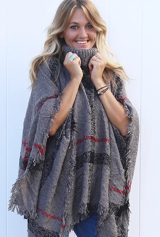 Dark grey Scarf Зимний женский свитер, Вязаное пончо, водолазка, женский шарф, толстые теплые свитера и пуловеры размера плюс, пончо и накидки - Цвет: Dark grey Scarf