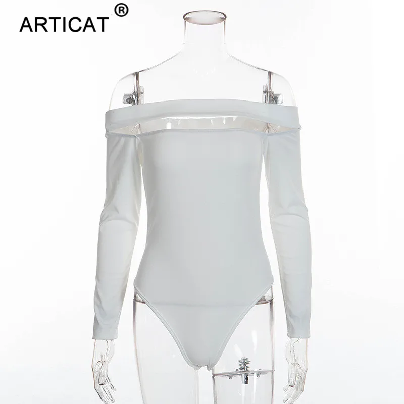 Женское боди с открытыми плечами Articat, открытое боди с длинным рукавом, базовое боди на лето