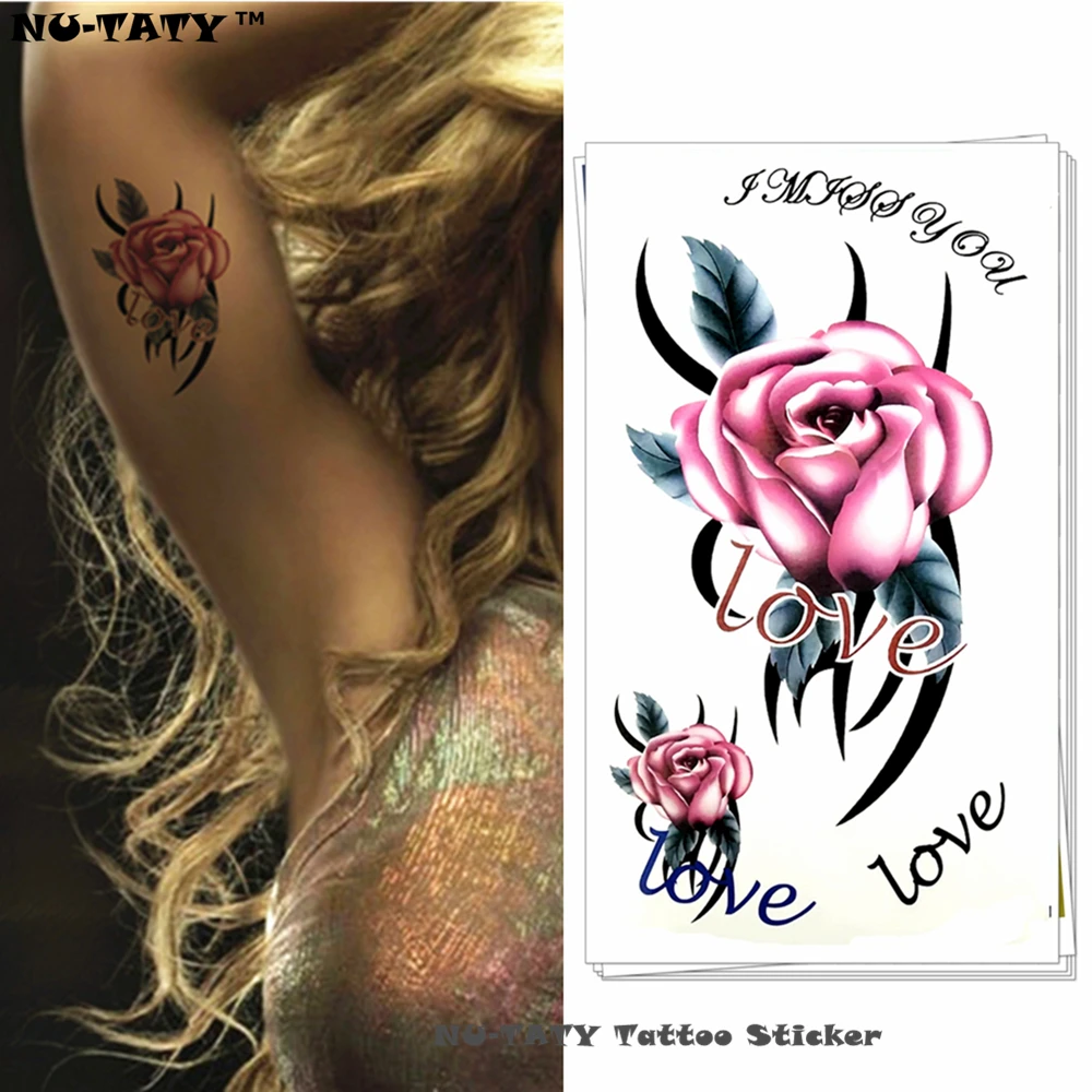 Тату Наклейка на тело Nu TATY Love Rose Flash 10 х17 см|flash tattoo stickers|henna tatootattoo sticker |