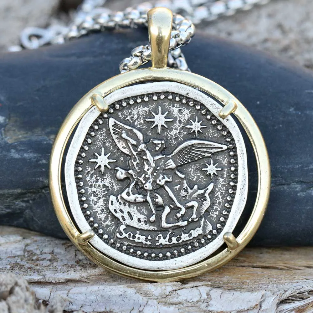 Tkuamigo Archangel св. Майкл молитесь за нас Мужская медаль религиозная подвеска