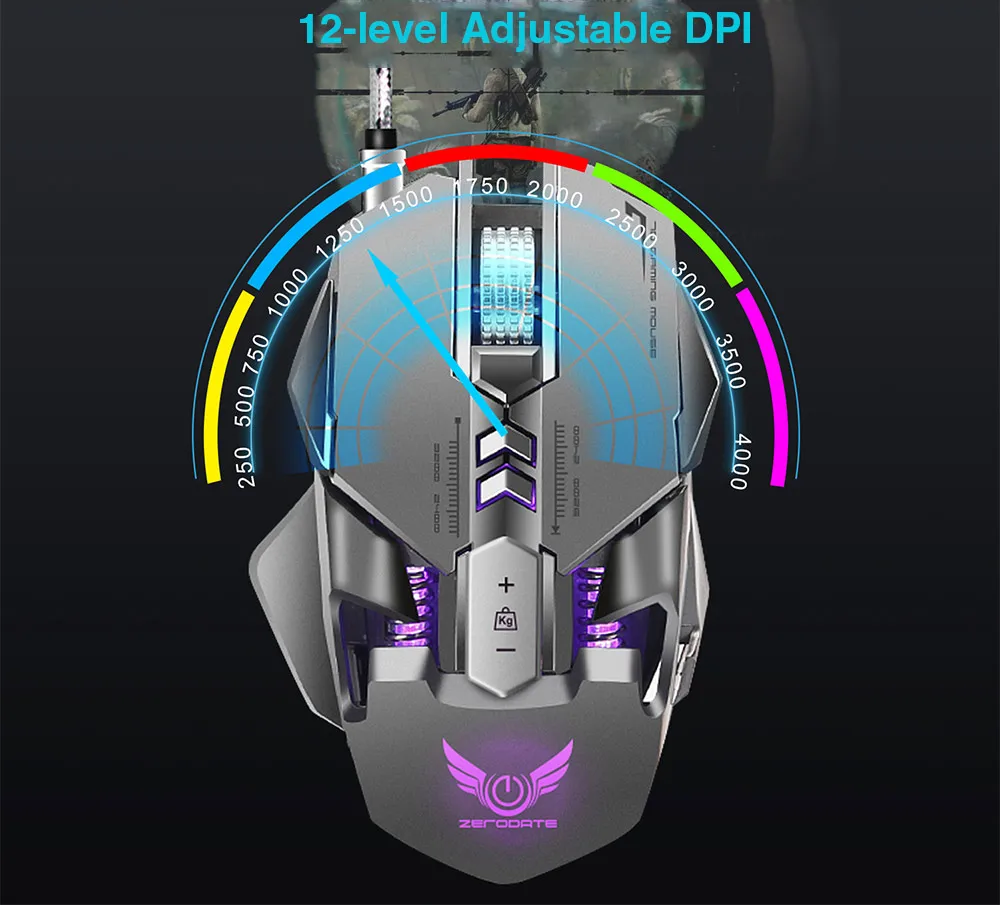 ZERODATE X300GY USB Проводная игровая мышь с регулируемой dpi Beetle креативная Профессиональная 3D игровая мышь RGB крутая подсветка Ночная