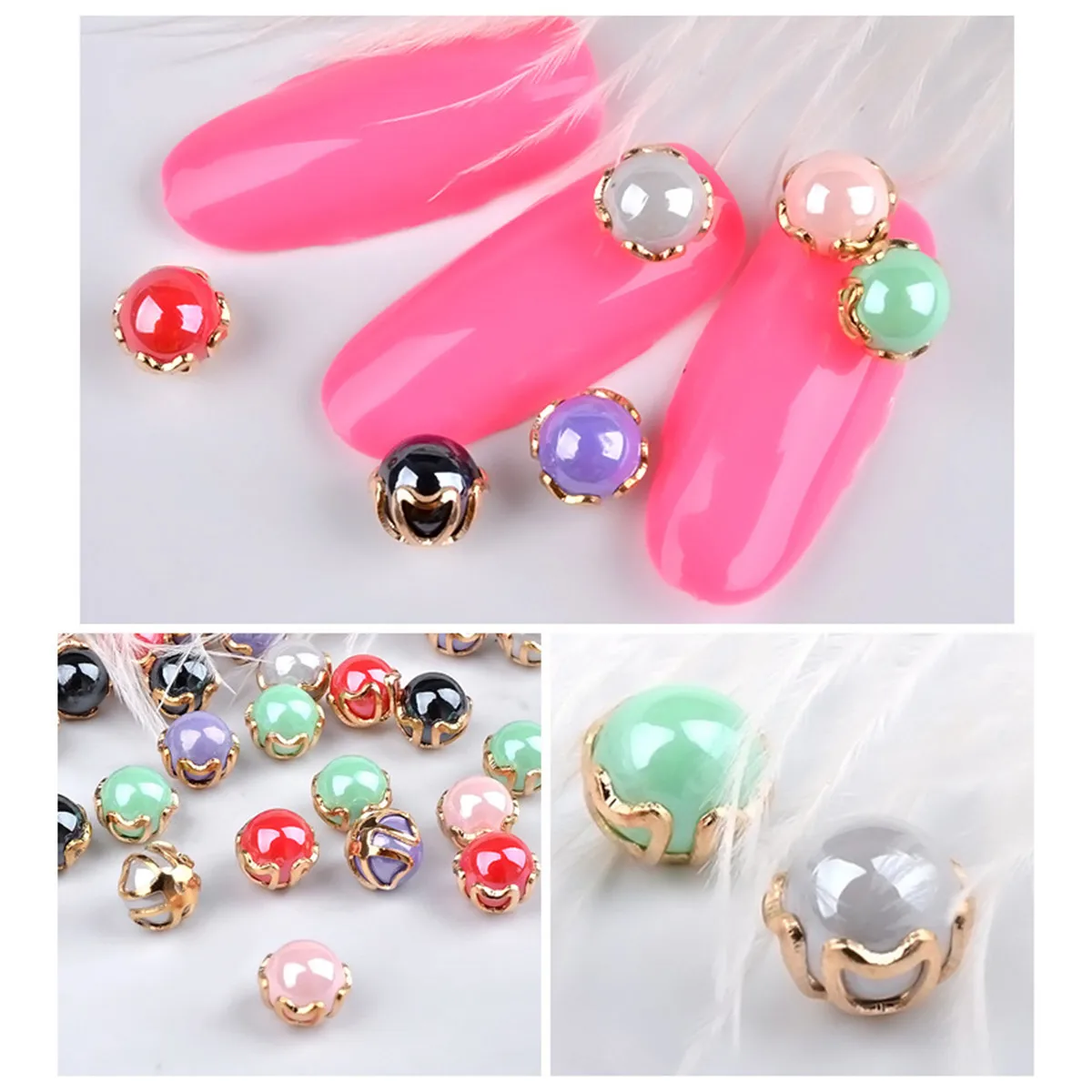 Металлические украшения жемчужные гвоздики 6 коробок Стразы для ногтей Микс