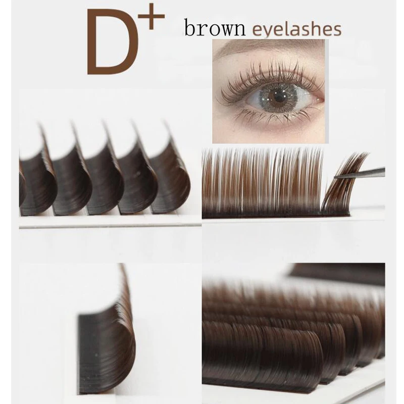 Ресницы Накладные D + вьющиеся светло-коричневые из искусственной норки | Красота