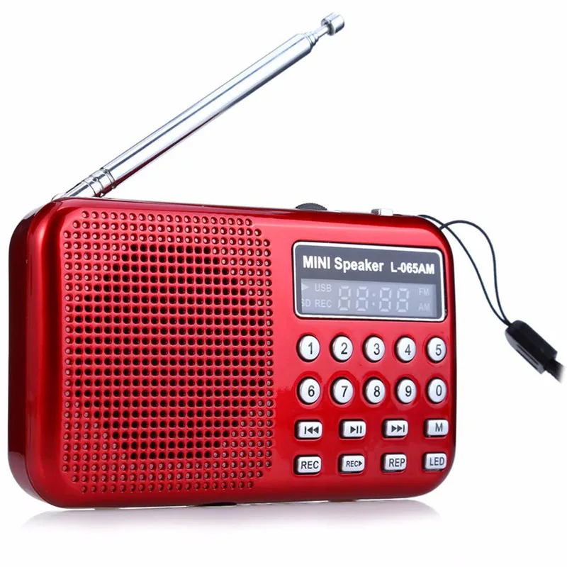 LEORY светодиодный цифровой AM/FM радио Диктофон динамик Портативный Перезаряжаемый USB TF с MP3-плеером светодиодный фонарик