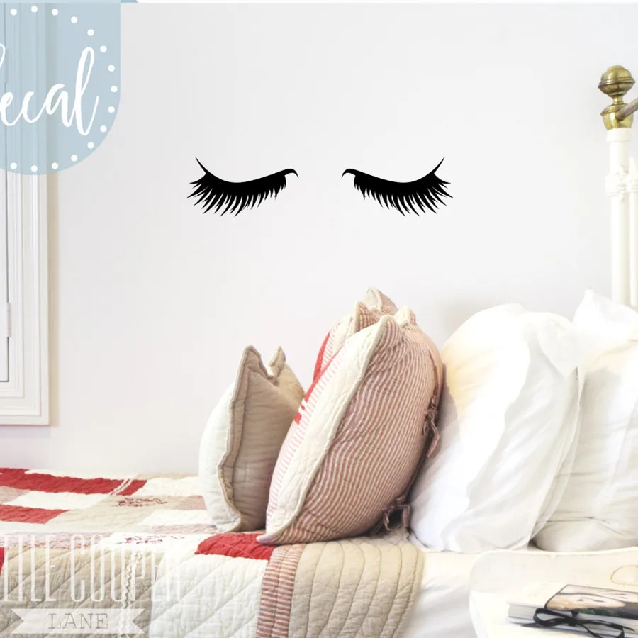 Виниловая наклейка на стену с сонными глазами закрытыми детский Декор ресницы