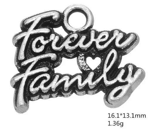 

50pcs Ancient silver Forever Family words alloy Pendant charm Handmade earring bracelet necklace Jewelry DIY 16.1*13.1mm