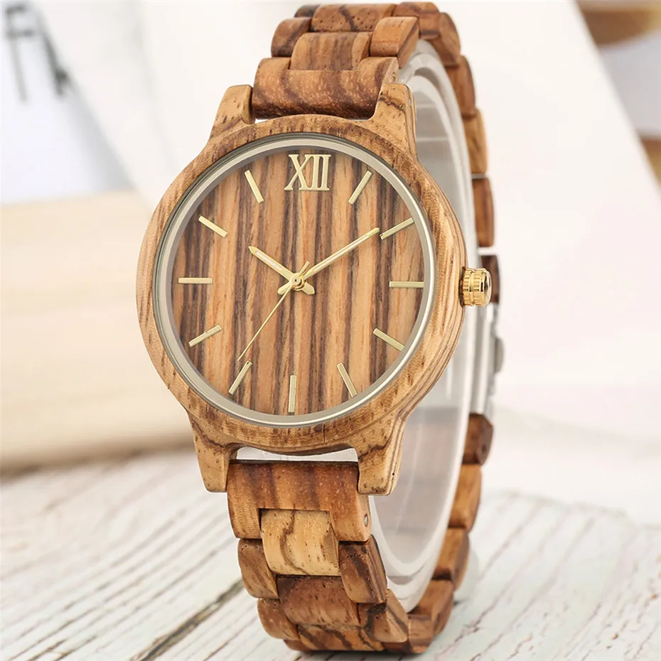 Reloj femenino Стильный Полная деревянные часы кварцевых часов Дисплей женские