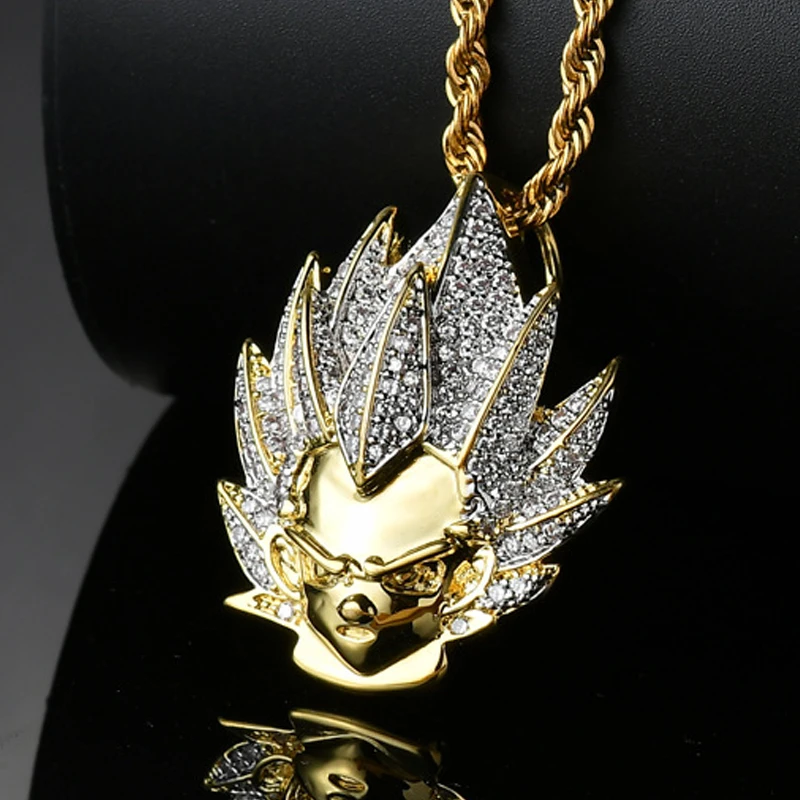 

Iced Out Chain Micro Pave CZ Cartoon Anime Character Character Super Pendant Necklace for Men Gifts Hip Hop Jewelry