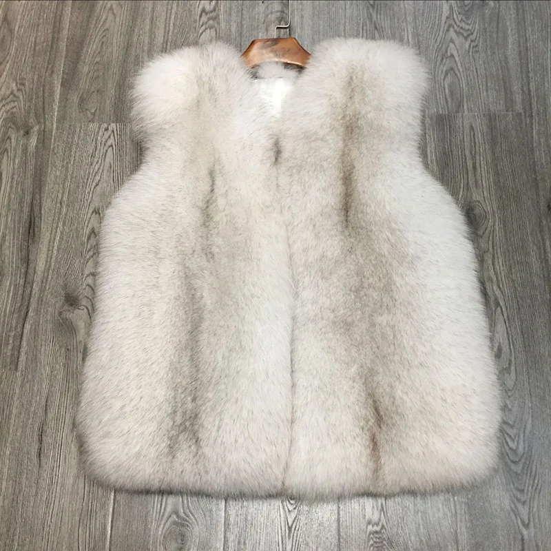 Natural White Jancoco Max натуральный мех лисы жилет женская модная жилетка наивысшего качества Зимняя теплая верхняя одежда пальто куртка S7159 - Цвет: Natural White
