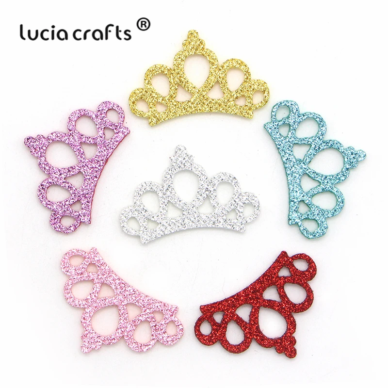 Lucia crafts, 10 шт./12 шт., 27*45 мм, нетканый материал, корона, детская лента для волос, шпилька, головной убор, украшения, сделай сам, ручная работа, аксессуары L0621