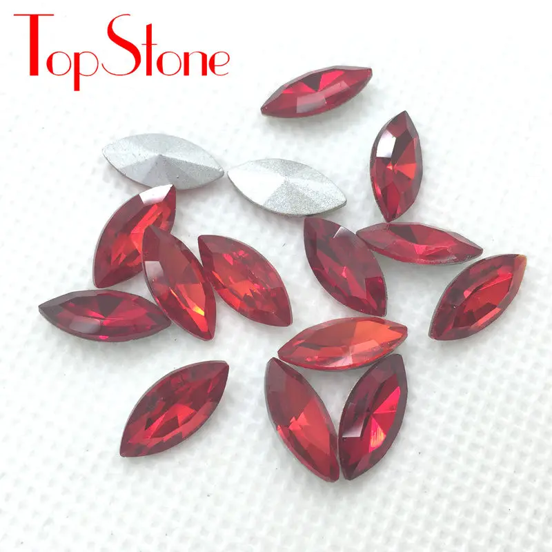 TopStone Navette Необычные камни цвета заостренный стеклянный лошадиный глаз Кристаллы ювелирные бусины 5x10,6x12,7x15,9x18,13x27,17x32 мм - Цвет: Lt Siam