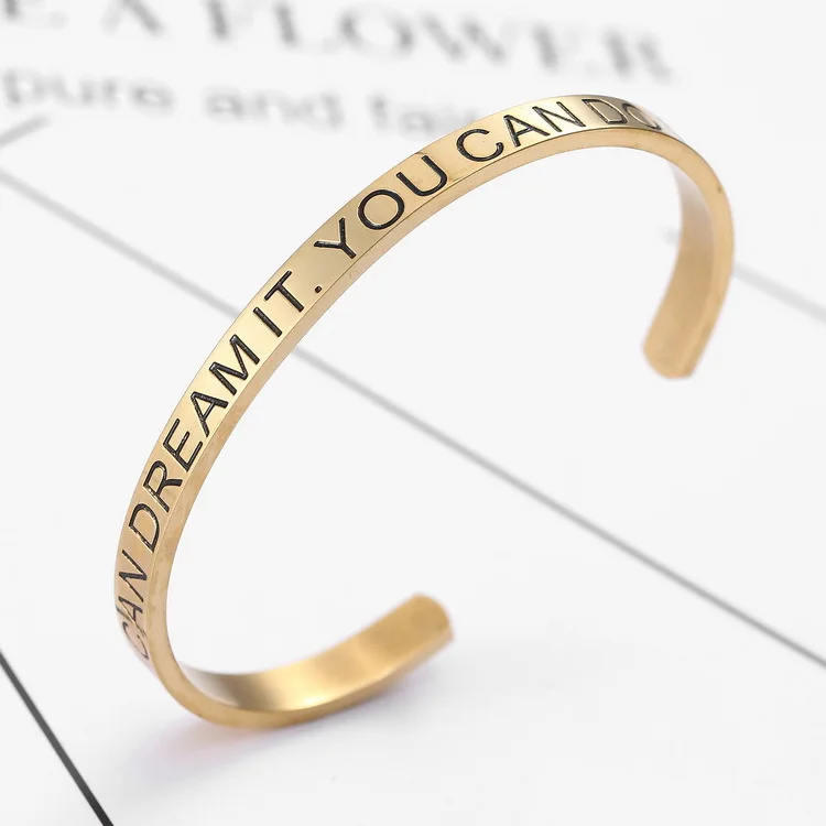 Розовое золото нержавеющая сталь мантра браслет вдохновение тисненым на