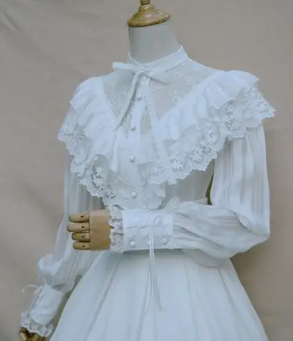 Женская винтажная шифоновая блузка Royal Готическая прозрачная с длинными