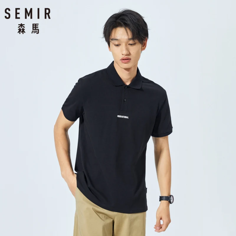 Мужская рубашка поло с коротким рукавом SEMIR черная в стиле HK лето 2019|Поло| |