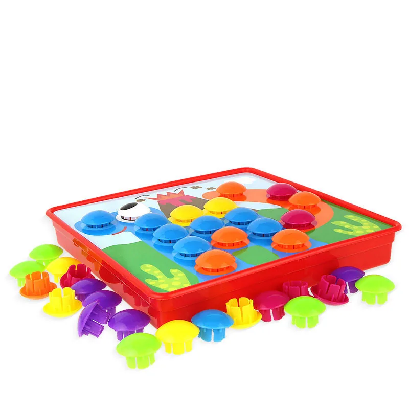 Детские 3D пазлы игрушки красочные кнопки сборка грибов гвозди набор Детская