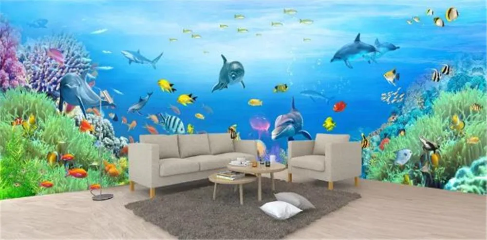 3D обои любых размеров на заказ красивые Подводные для гостиной фона ТВ украшение