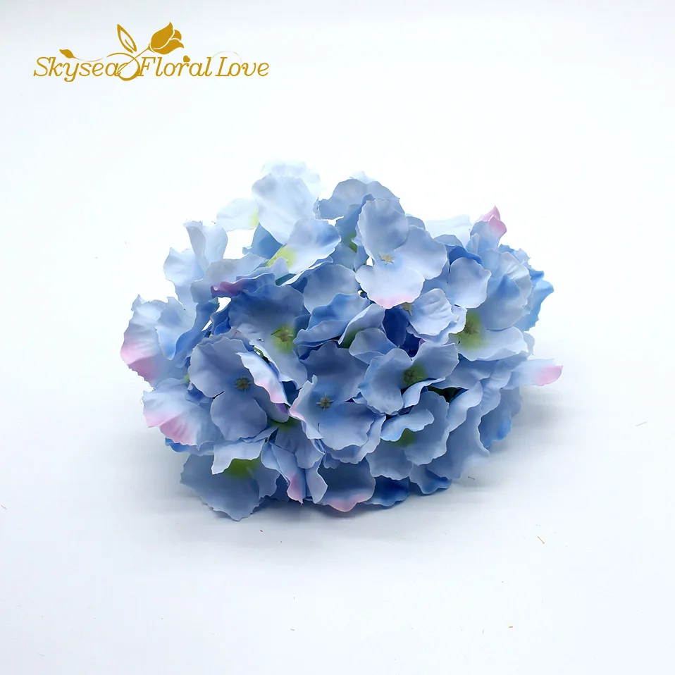 light blue Большой 19 см Шелк Гортензия Цветок голова высокое качество atificial Цветы фотография стены арки Свадебные украшения цветок - Цвет: light blue