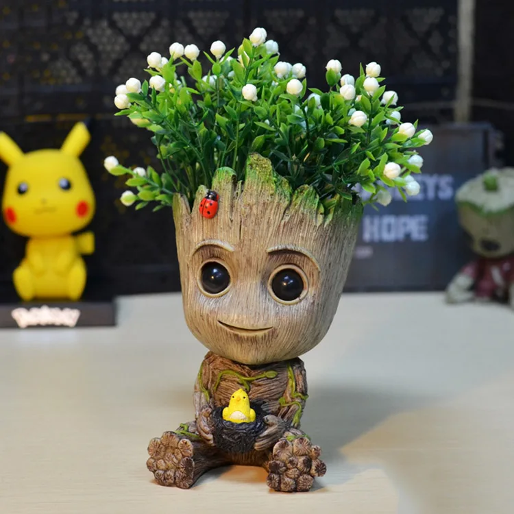 15 см Дерево человек ребенок Аниме фигурки кукол Penholder Grunt стражи галактики 2 Модель Герой ручка горшок и цветочный горшок игрушки