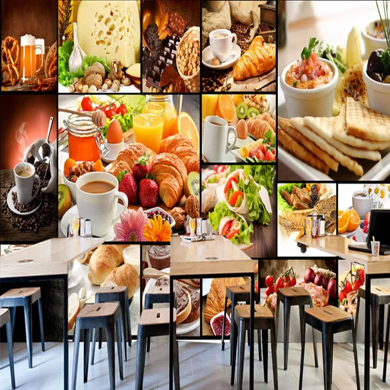 Обои 3d на заказ Европейская пекарня запеченное молоко десерт кафе фон Настенная