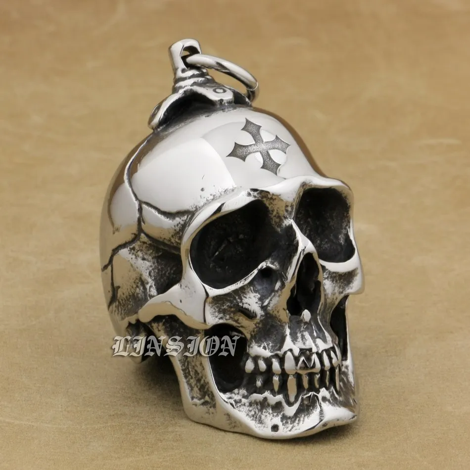 LINSION огромные тяжелые мужские байкерские рокеры из нержавеющей стали 316L AJ101