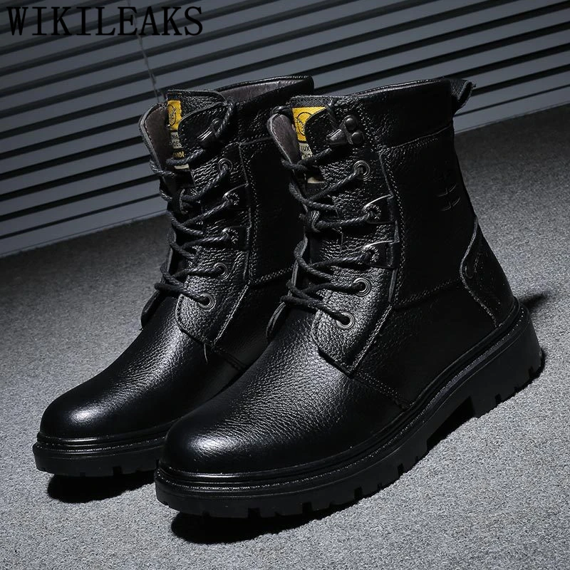 Зимняя обувь мужские ботильоны ботинки из натуральной кожи Мужская Военная