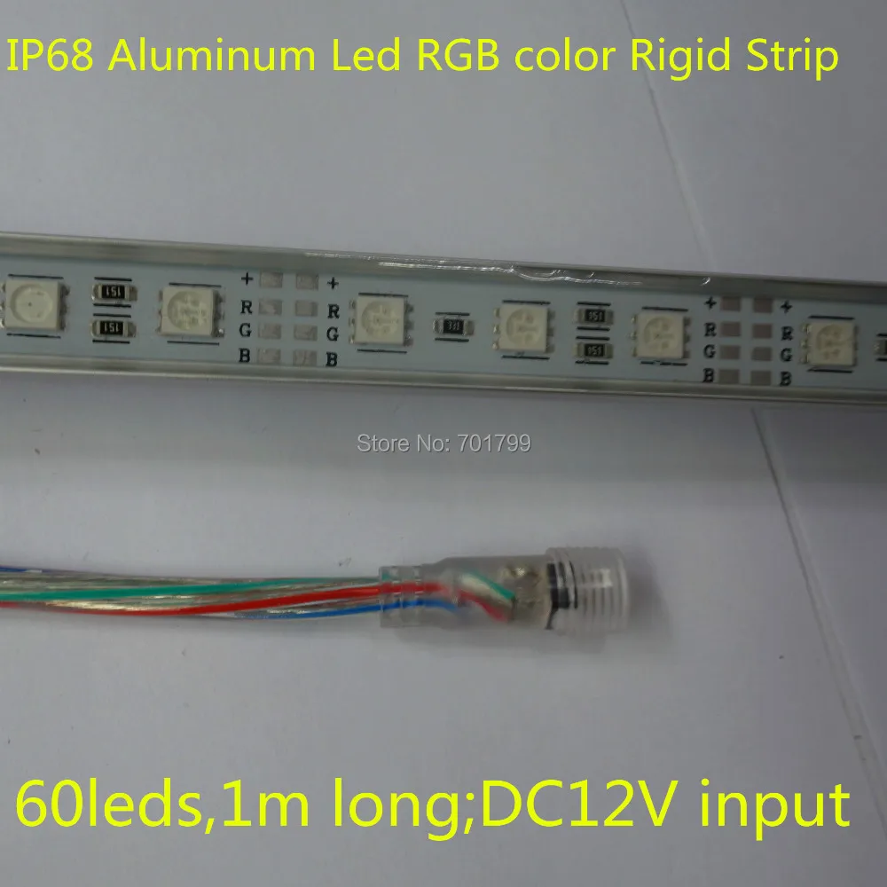 1 м длинный IP68 алюминиевый светодиод RGB цветная жесткая полоса 60 светодиодов DC12V