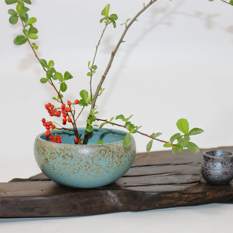 Японская Цветочная ваза чаша для цветов винтажная Ikebana грубая керамика цветочный