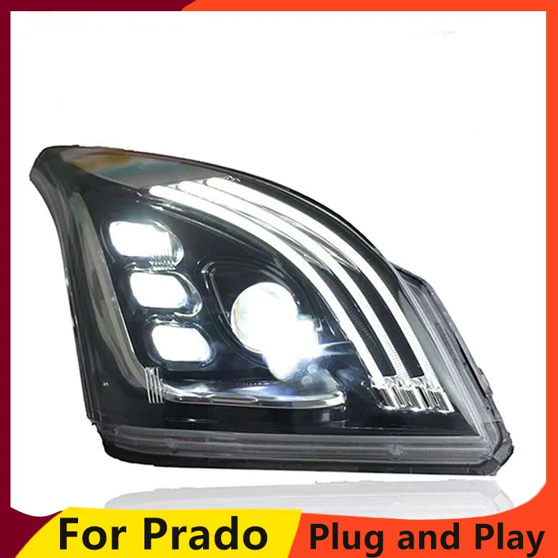 Автомобильный Стайлинг фара для Toyota Prado 2003-2009 все светодиодный фары DRL дневные ходовые огни Би-светодиодный Объектив Аксессуары