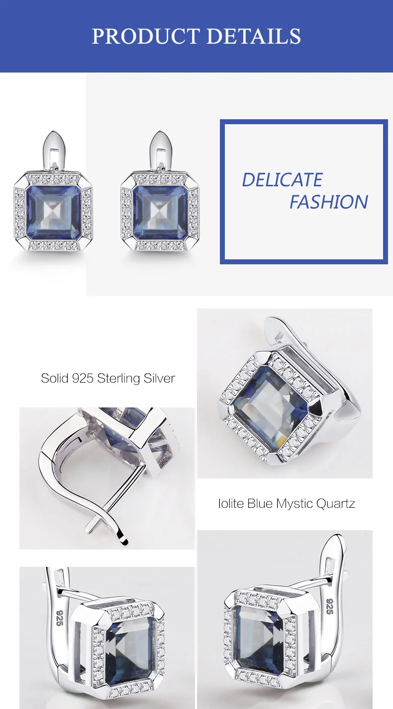 Gem's Ballet 1.88Ct натуральный иолит синий мистический кварцевый камень серьги-гвоздики для женщин Твердые 925 пробы серебряные ювелирные изделия