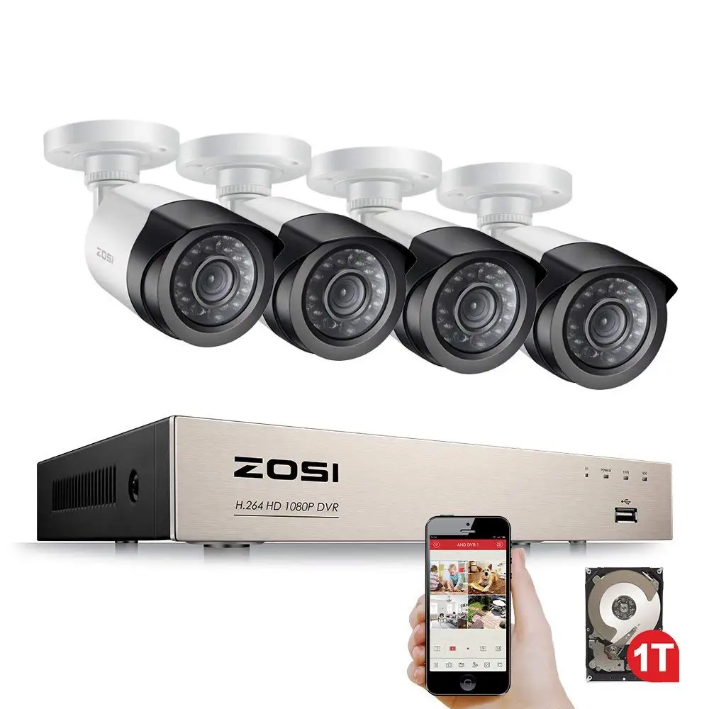 ZOSI безопасности Камера Системы 4ch/8ch CCTV Системы цифровой видеогеристратор обособленный для безопасности Системы 4CH 1 ТБ 4x1080 P безопасности Камера 2.0mp Камера DIY Наборы
