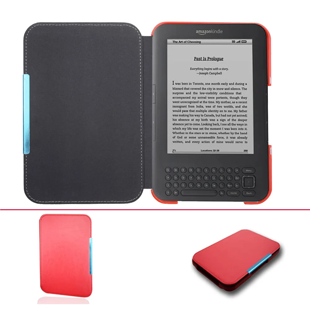 

Ultra Slim leather Cover Case for Capa Amazon Kindle 3 3rd Gen Keyboard eReader Kindle3 Flip folio book Cover magnetic Case