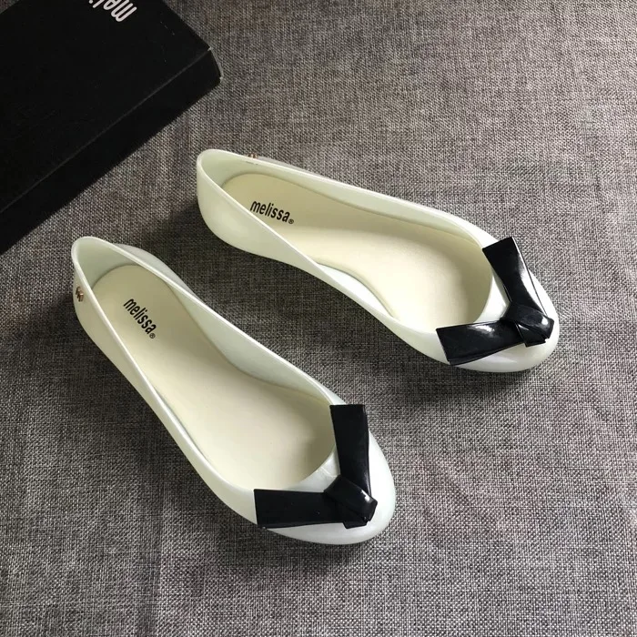 Melissa 2019 летнее Женское гнездо бантом прозрачная туфля расшитые бисером туфли