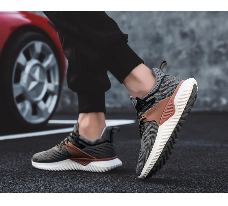 KJEDGB Дизайн высокое качество мужские кроссовки черный серый Flyknit дышащая прогулочная повседневная обувь мужские теннисные туфли большой размер 39-46